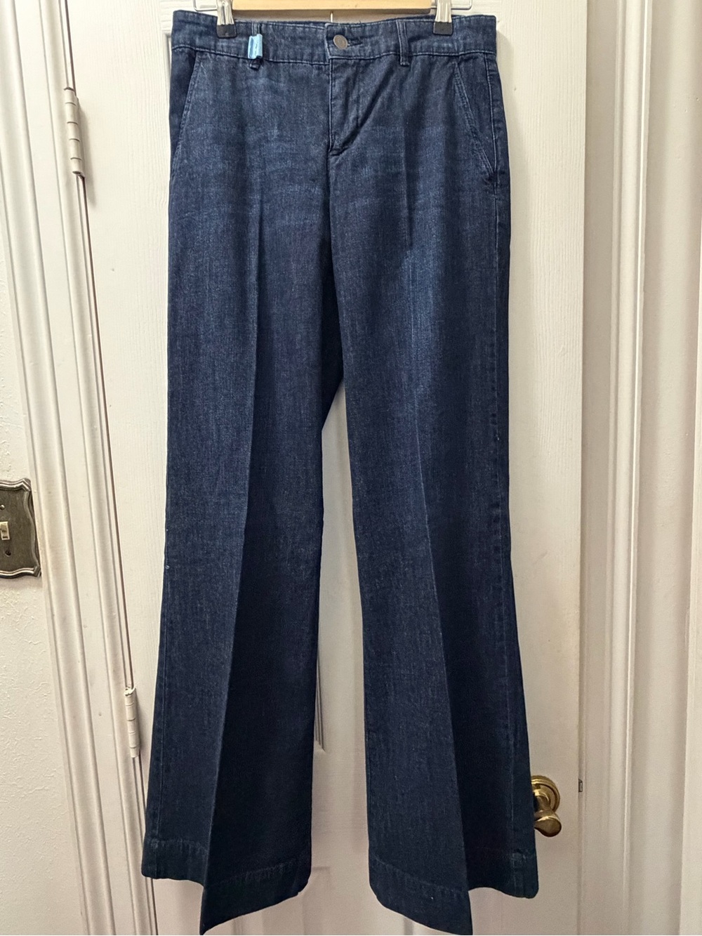 Ralph Lauren Lauren Jeans Co. Dark Blue Denim Starched Flare Jeans